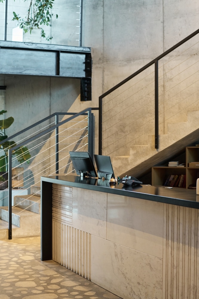 Modern,Office,Reception,Area,Featuring,Minimalist,Design,With,Clean,Lines,