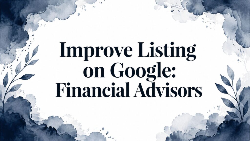 Improve listing on google financial advisors