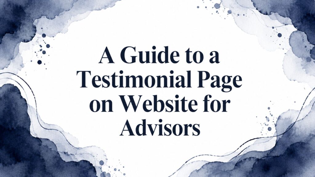 Testimonial page on website advisors guide